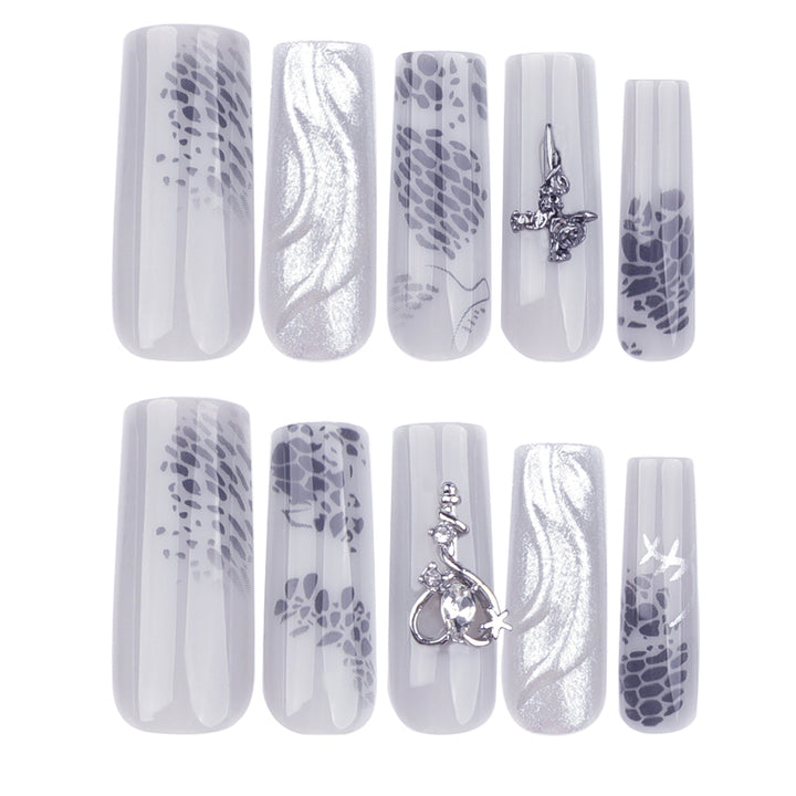 Artful Nail Extensions with Noble Accents Kalsten