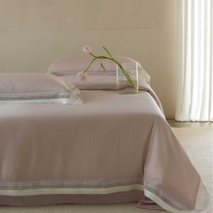 Luxurious bedding set made of cotton satin with lace border