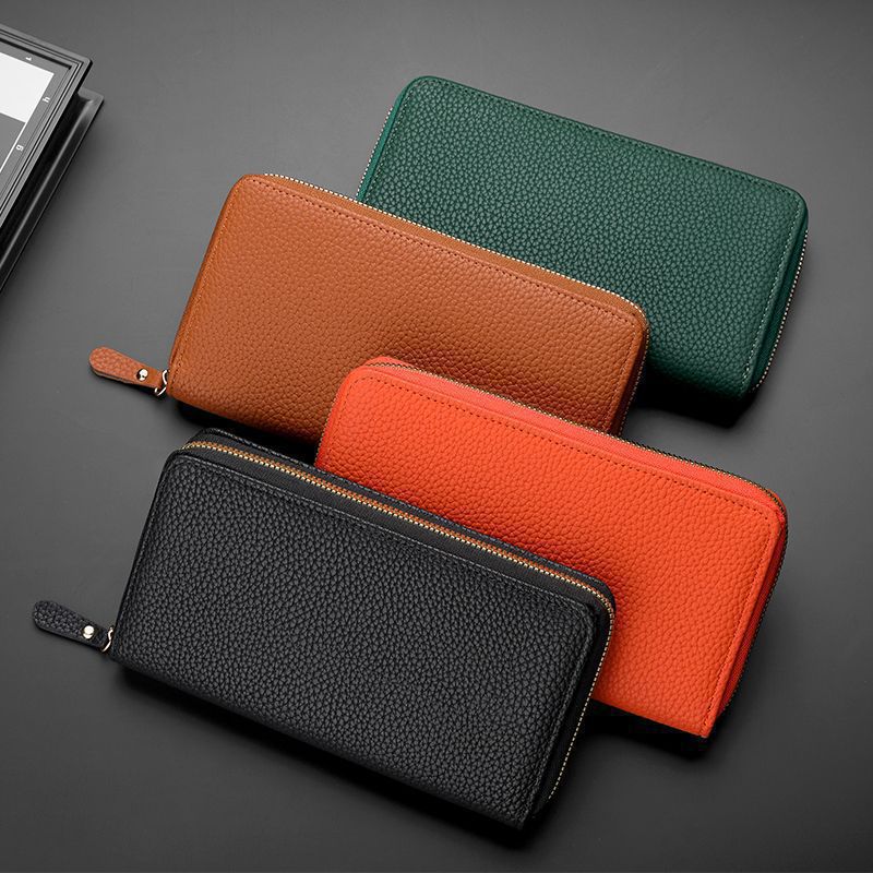 Textured Leather Zip-Around Wallet Kalsten