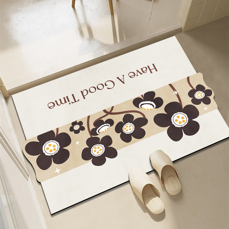 Cheerful Floral-Themed Welcome Mat