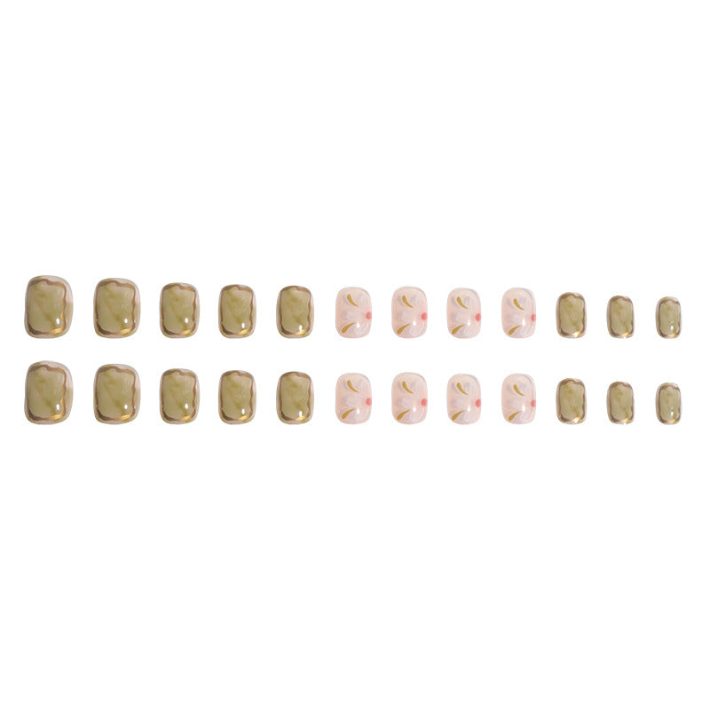 Artistic Floral Press-On Nail Set Kalsten