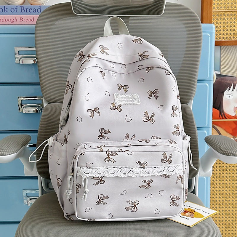 Feminine Bow-Patterned Casual Backpack Kalsten