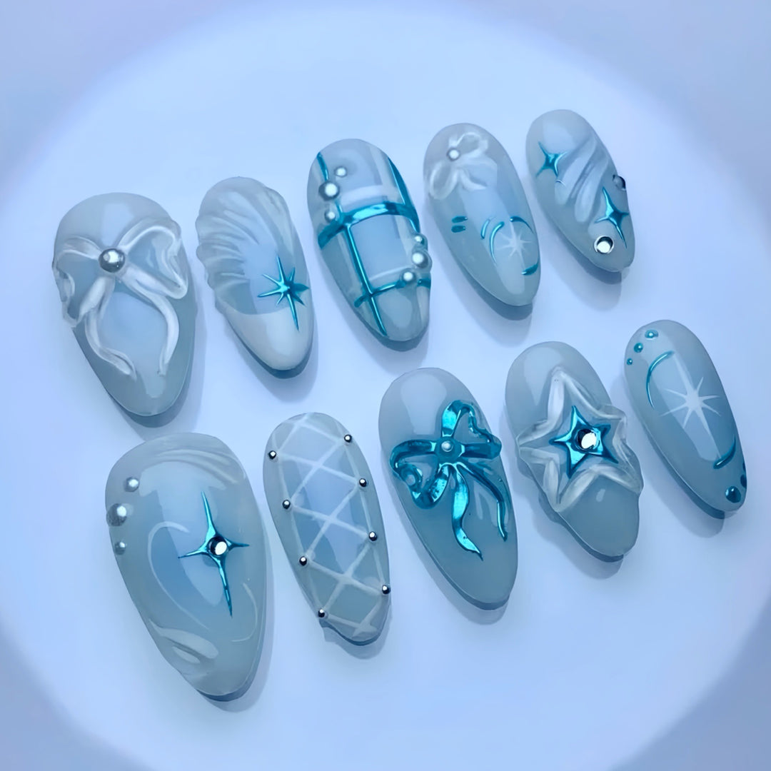 Artistic Ocean-Inspired Nail Art Set Kalsten