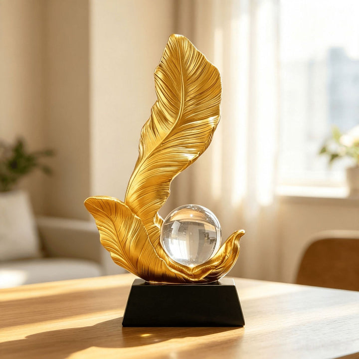 Decorative Golden Leaf Sculpture for Home Decor