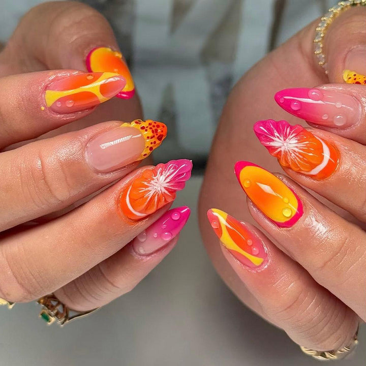 Elegant Artificial Nails with Botanical Designs Kalsten