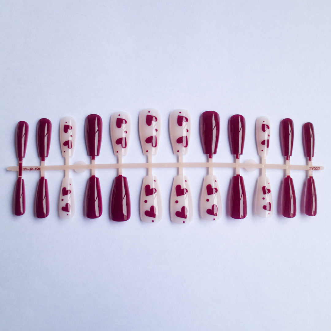 Artistic Heart-Themed Gel Nail Set