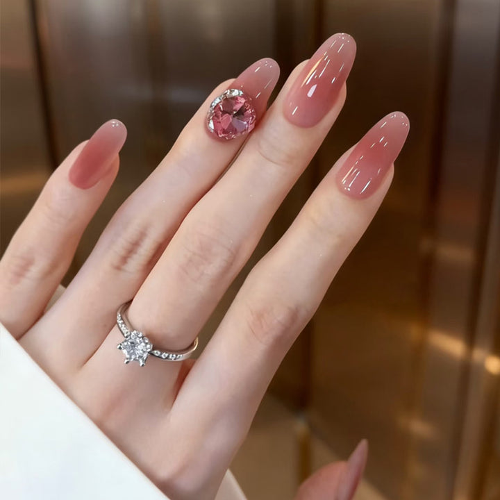 Elegant Press-On Nail Art with Rhinestone Accents Kalsten