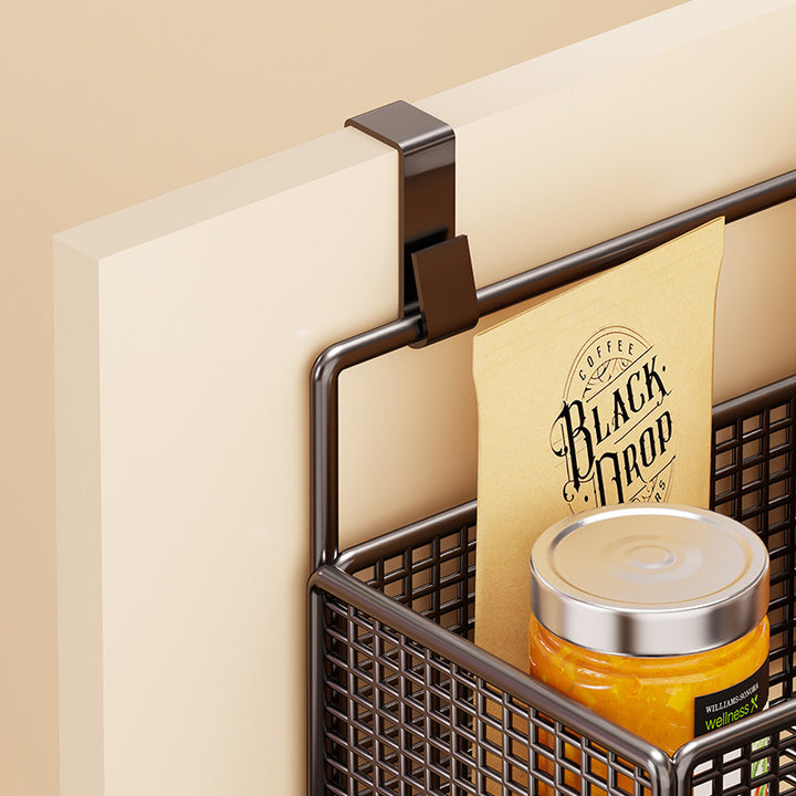 Over-Cabinet Three-Tier Mesh Hanging Pantry Organizer with Removable Baskets