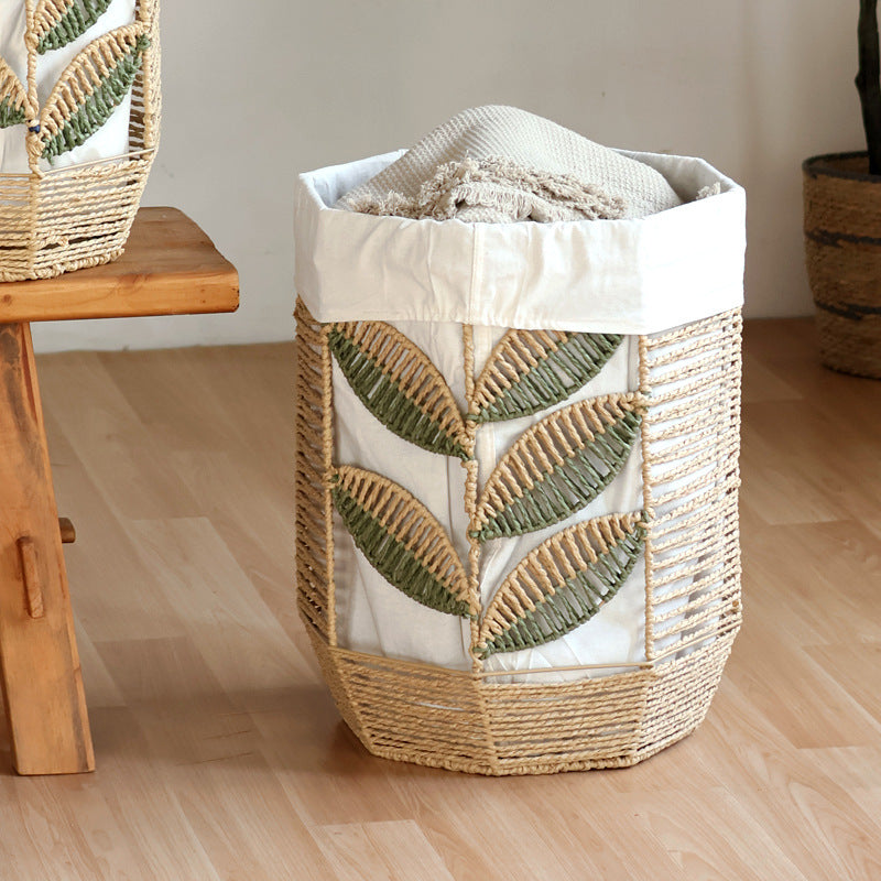 Rustic laundry basket with floral pattern Kalsten