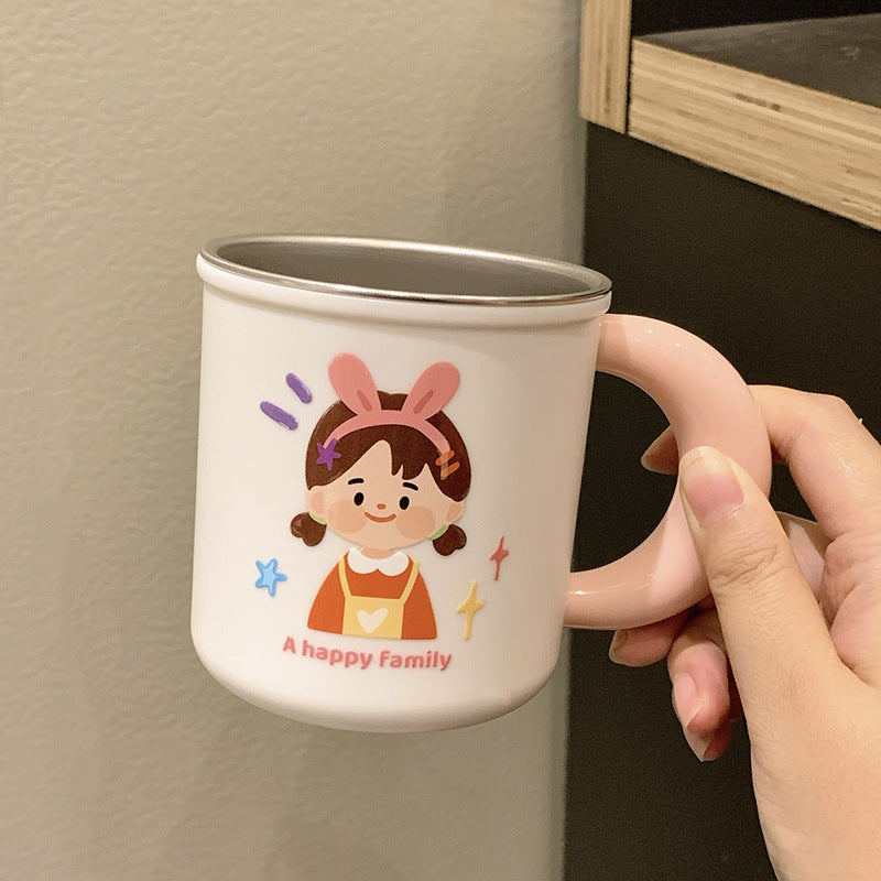 Stainless steel ceramic mug with cheerful family motif Kalsten