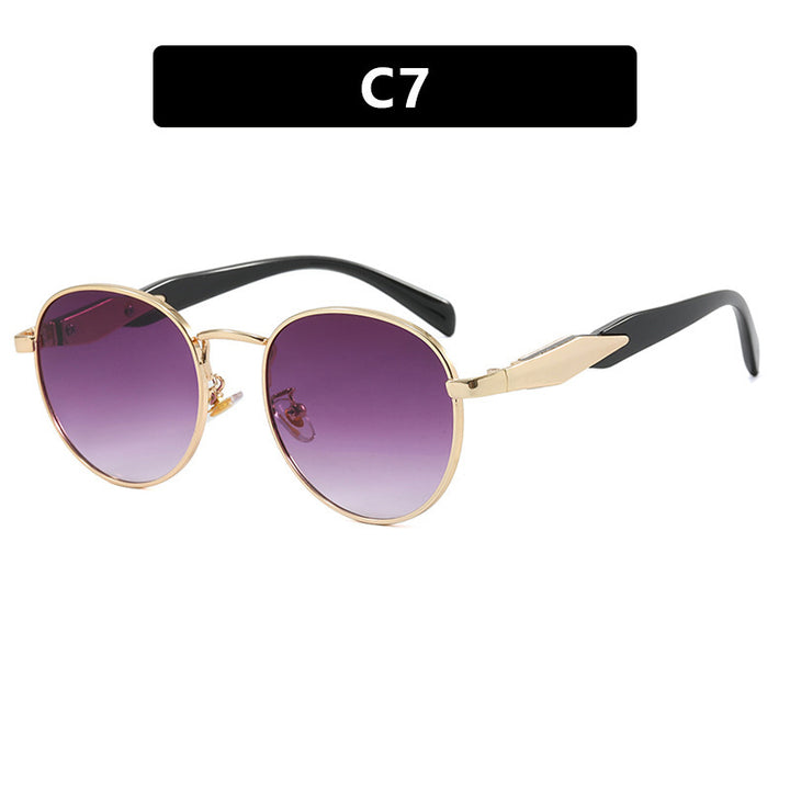 Women's round sunglasses with elegant, golden frame and UV protection Kalsten