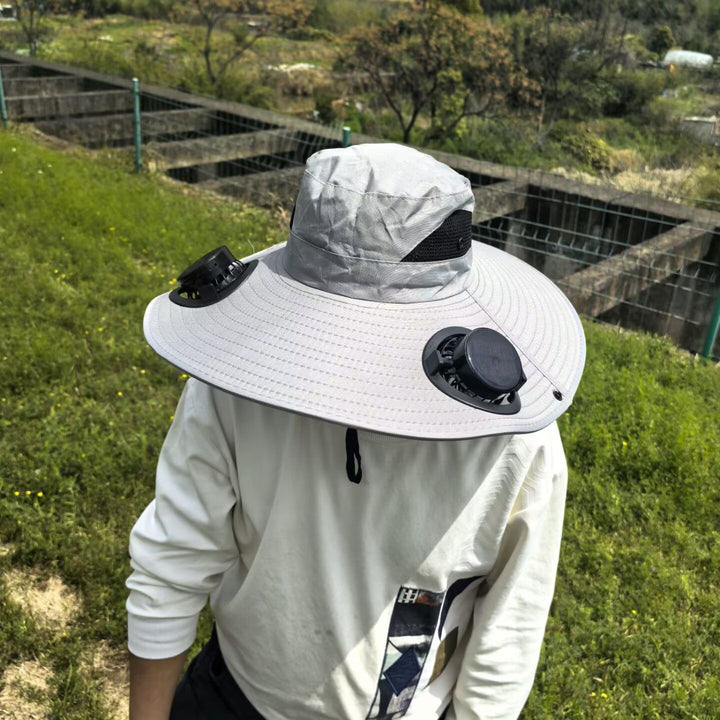 air-cooled sun hat with removable USB fans and wide neck protection Kalsten