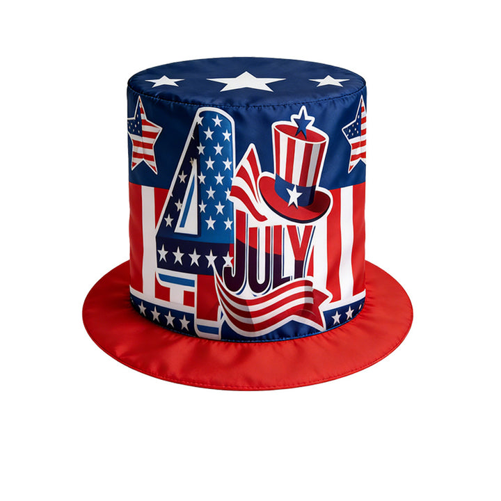 Unisex nan patriotic novelty tall top hat with star-printed band and striped brim Kalsten