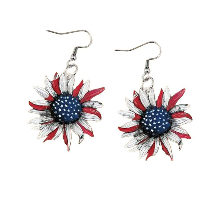 Ladies nan handmade sunflower earrings in star banner design Kalsten