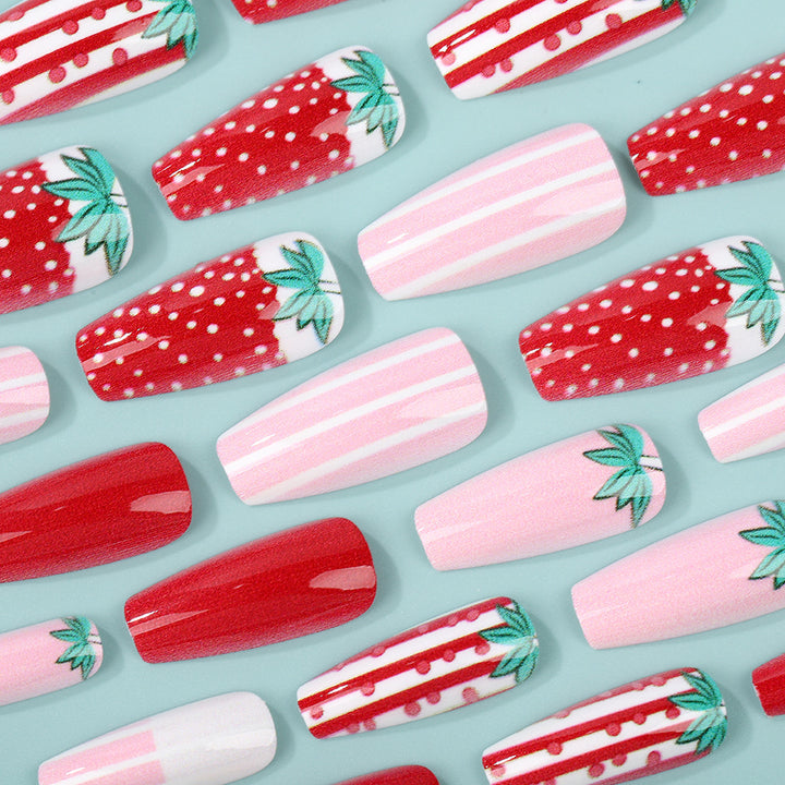 Artificial nails in romantic strawberry design Kalsten