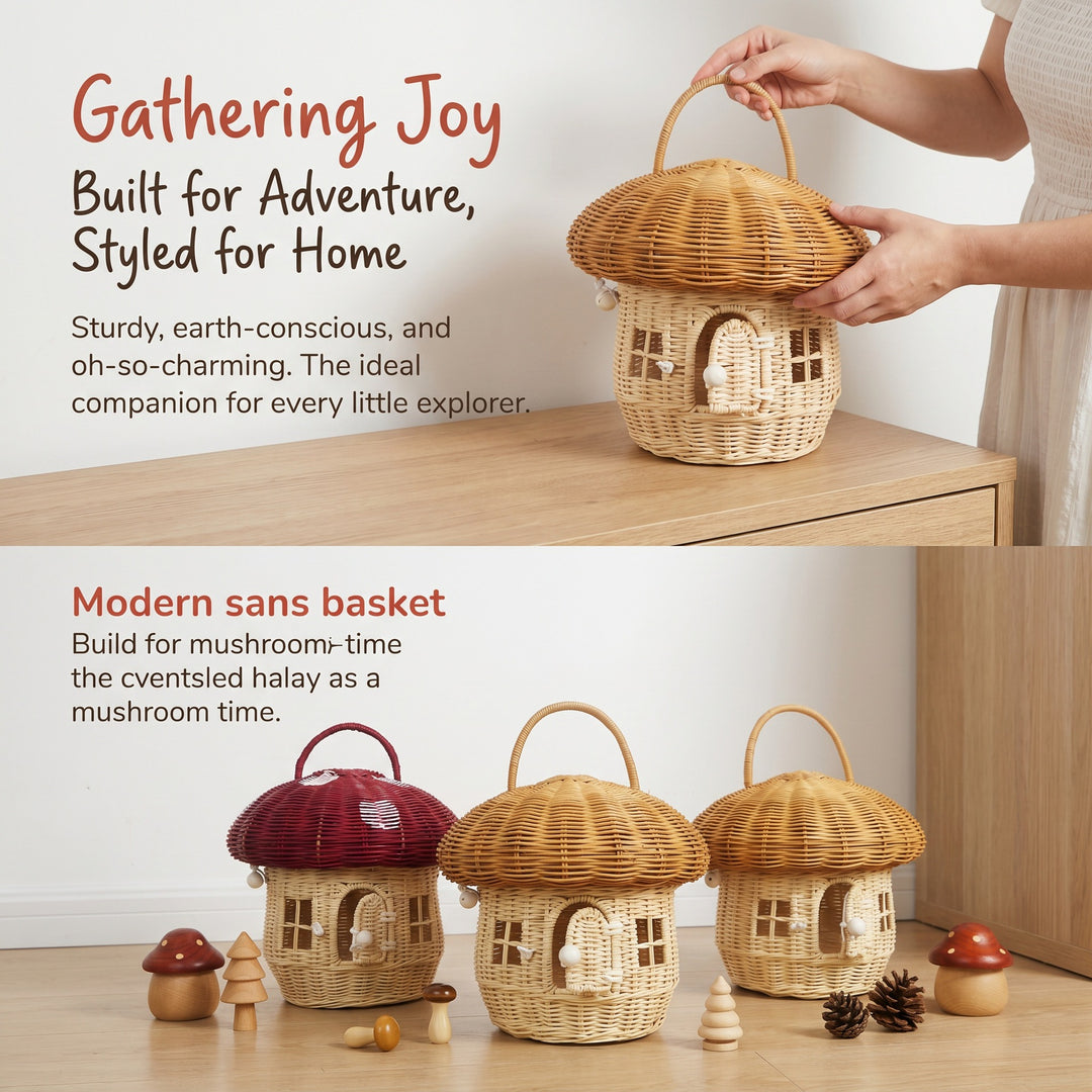 Whimsical Mushroom-Shaped Woven Storage Basket Kalsten