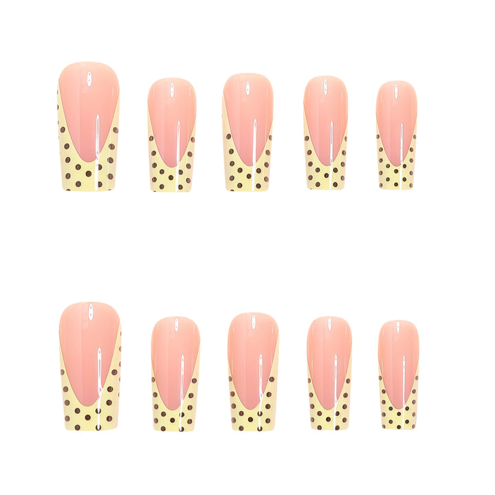 Artistic Long Nail Extensions with Polka Dot Design Kalsten