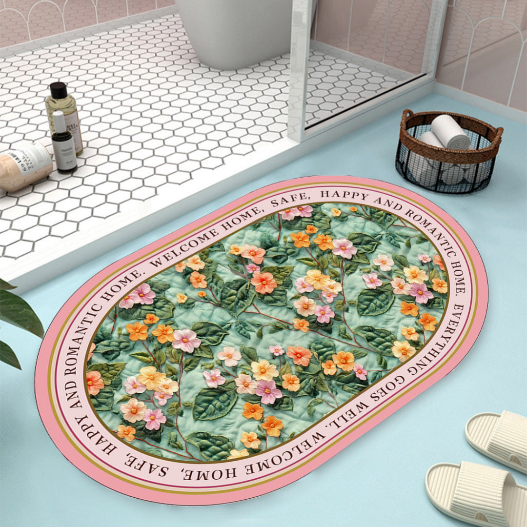 Floral Design Bath Mat Kalsten