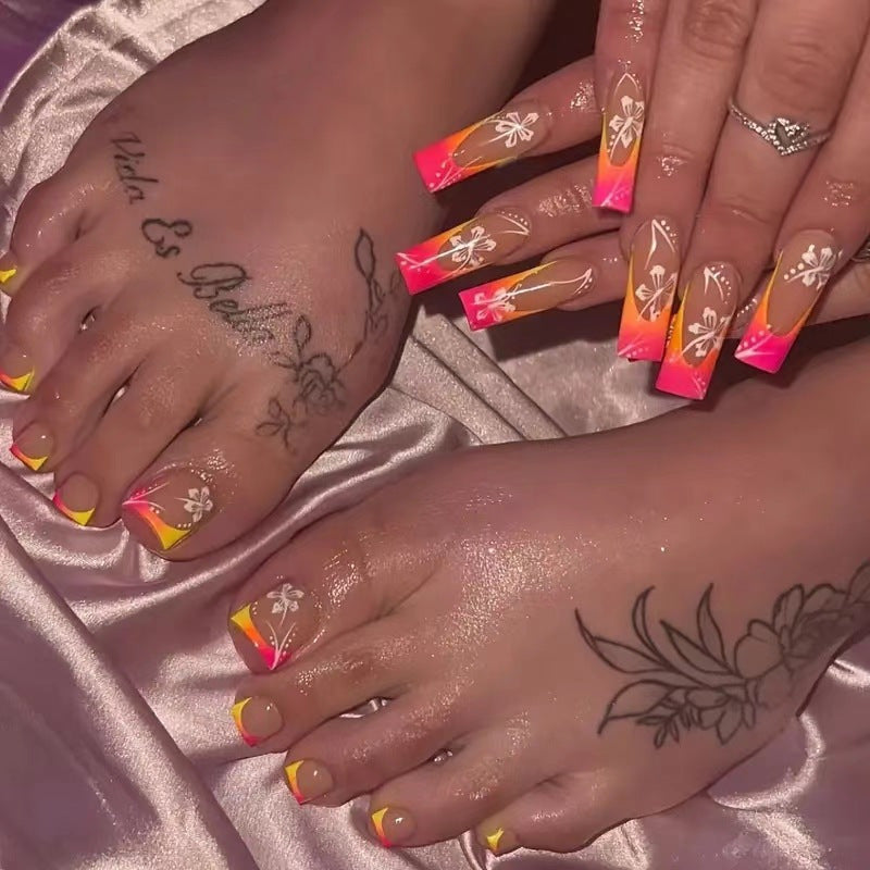 Artistic Floral Press-On Nail Art Kalsten