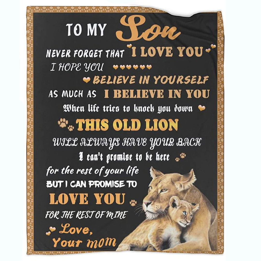 Sentimental Fleece Throw Blanket With Lion And Cub Graphic And Heartfelt Message For Dad