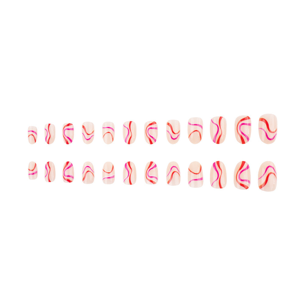 Artistic Press-On Nail Set with Creative Swirl Design Kalsten