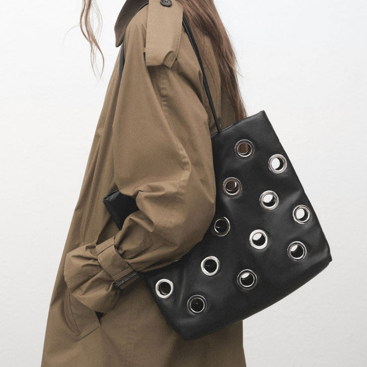 Modern Grommet-Detail Tote Bag