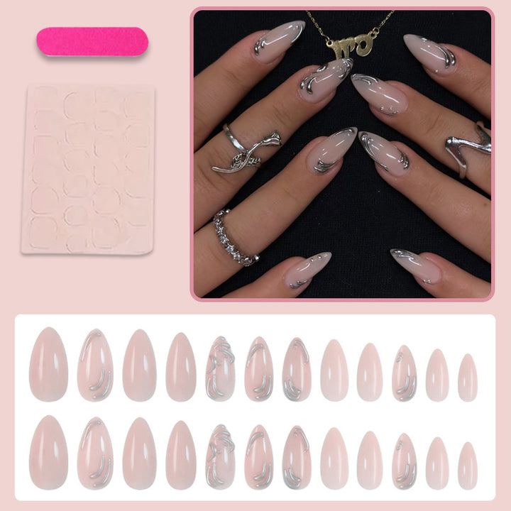 Artificial nail set with stylish metallic accents Kalsten