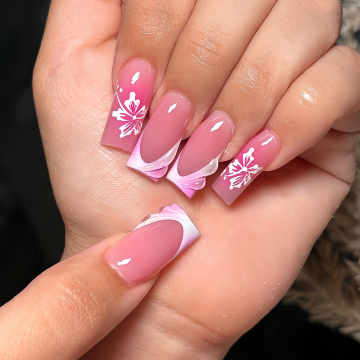 Artificial Nail Set with Floral Decorations Kalsten
