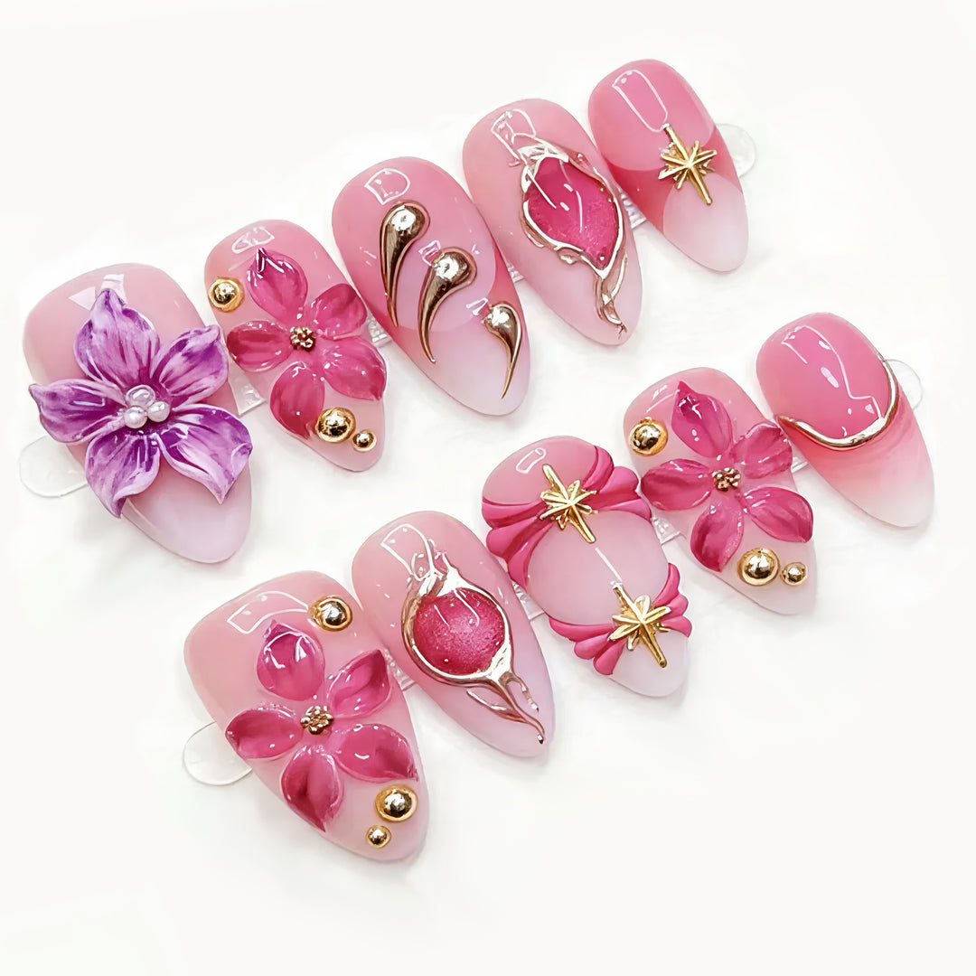 Floral 3D Press-On Nail Art Set Kalsten