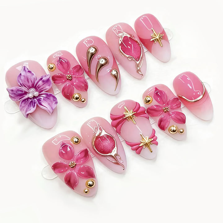 Floral 3D Press-On Nail Art Set Kalsten