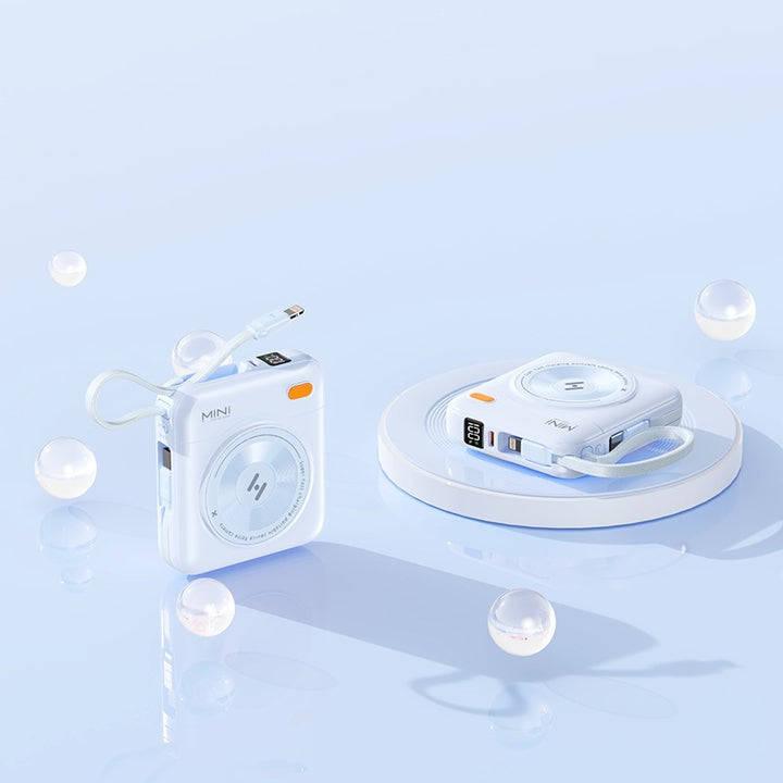 Compact power bank with integrated cable and LED display Kalsten