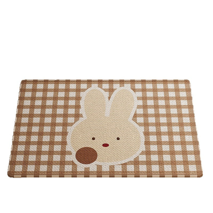 Woven Absorbent Low-Profile Entrance Doormat with Cute Bunny Illustration