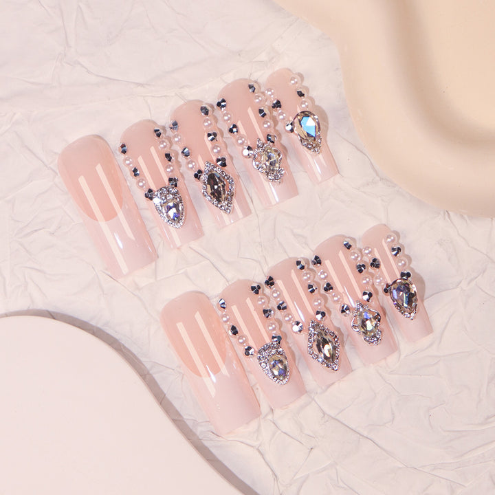 Decorative Rhinestone-Embellished Stiletto Press-On Nails Kalsten