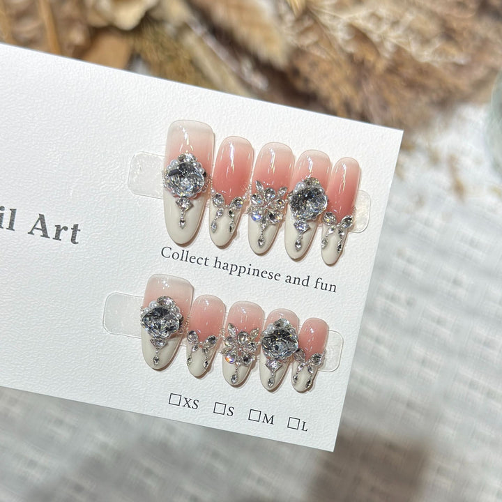 Glamorous Crystal-Embellished Stiletto Press-On Nails Kalsten