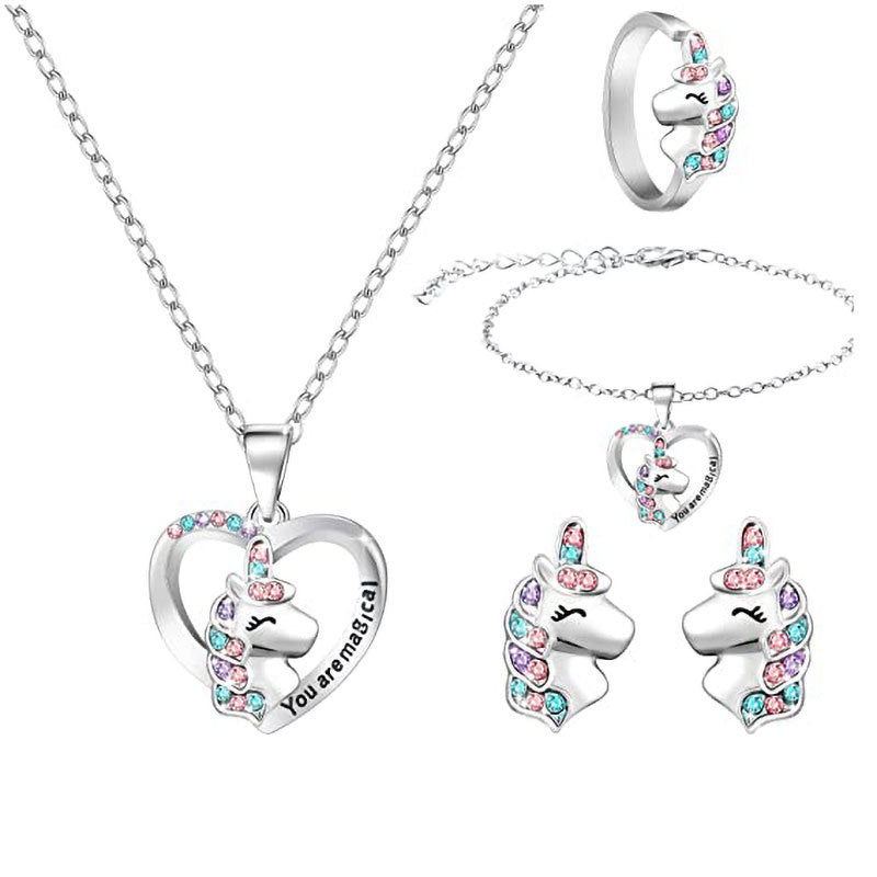 Unicorn Family Heart Pendant Necklace Kalsten