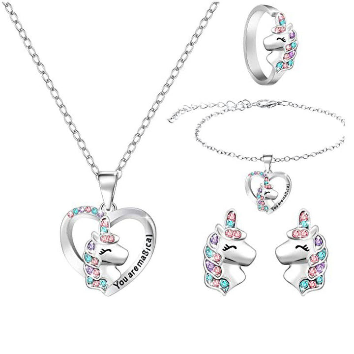 Unicorn Family Heart Pendant Necklace Kalsten