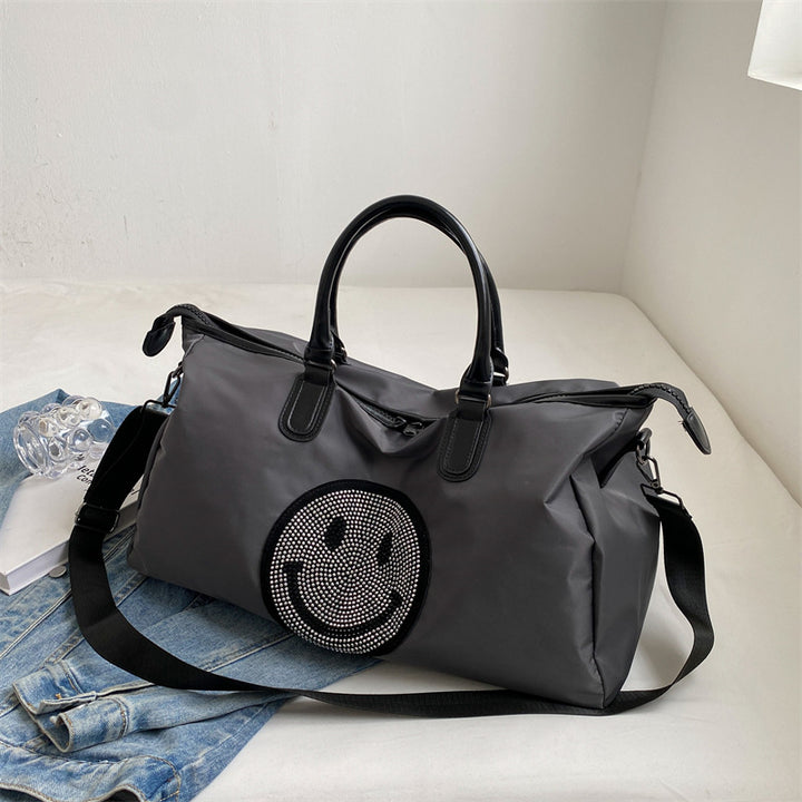 Fashionable Multi-Pocket Smile Print Duffle Bag Kalsten