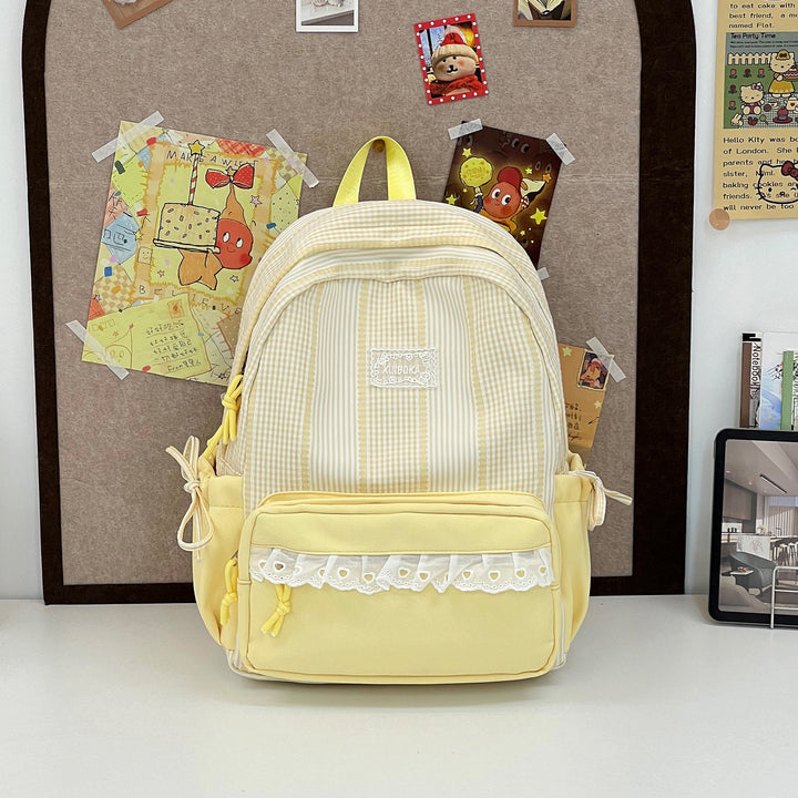 Stylish Striped Backpack with Decorative Accents Kalsten