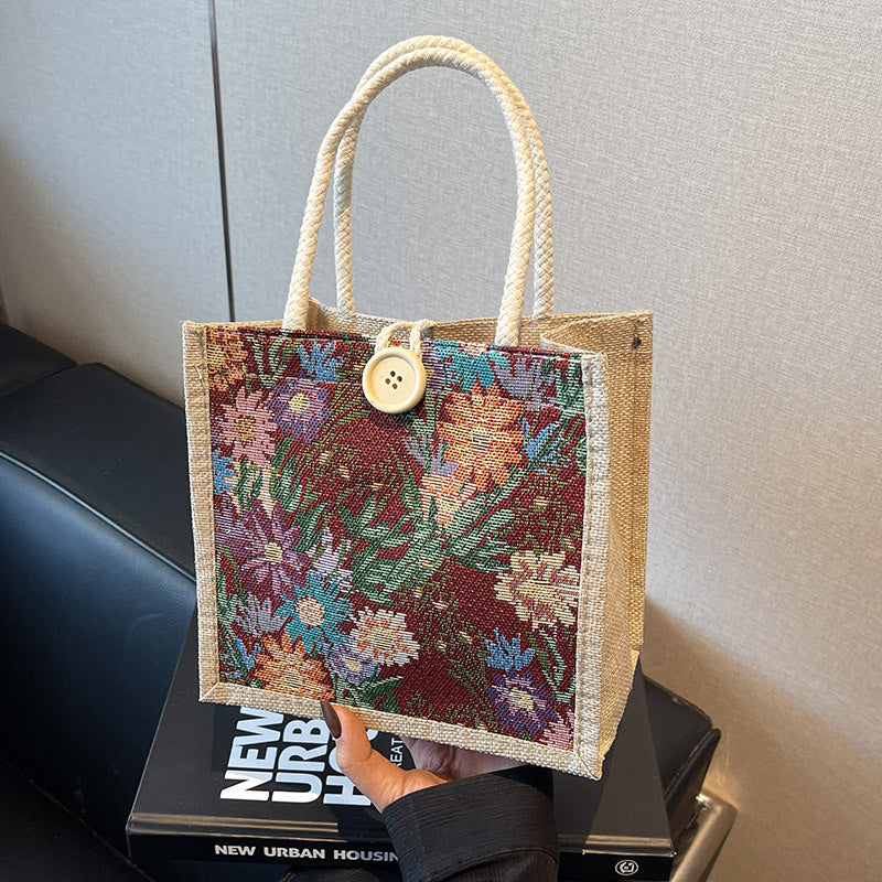 Decorative Floral Print Tote Bag