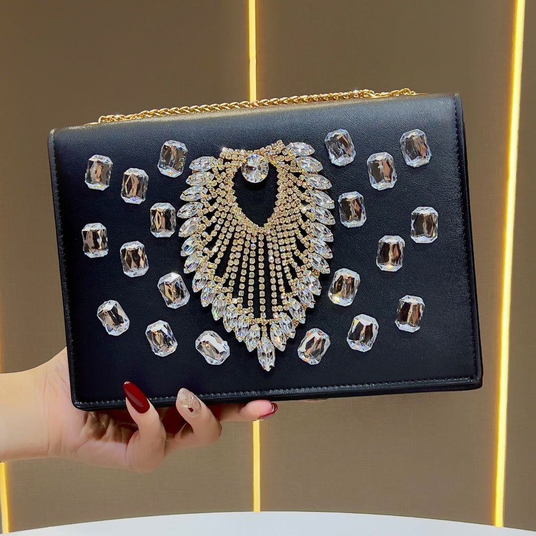 Decorative Crystal-Embellished Evening Clutch
