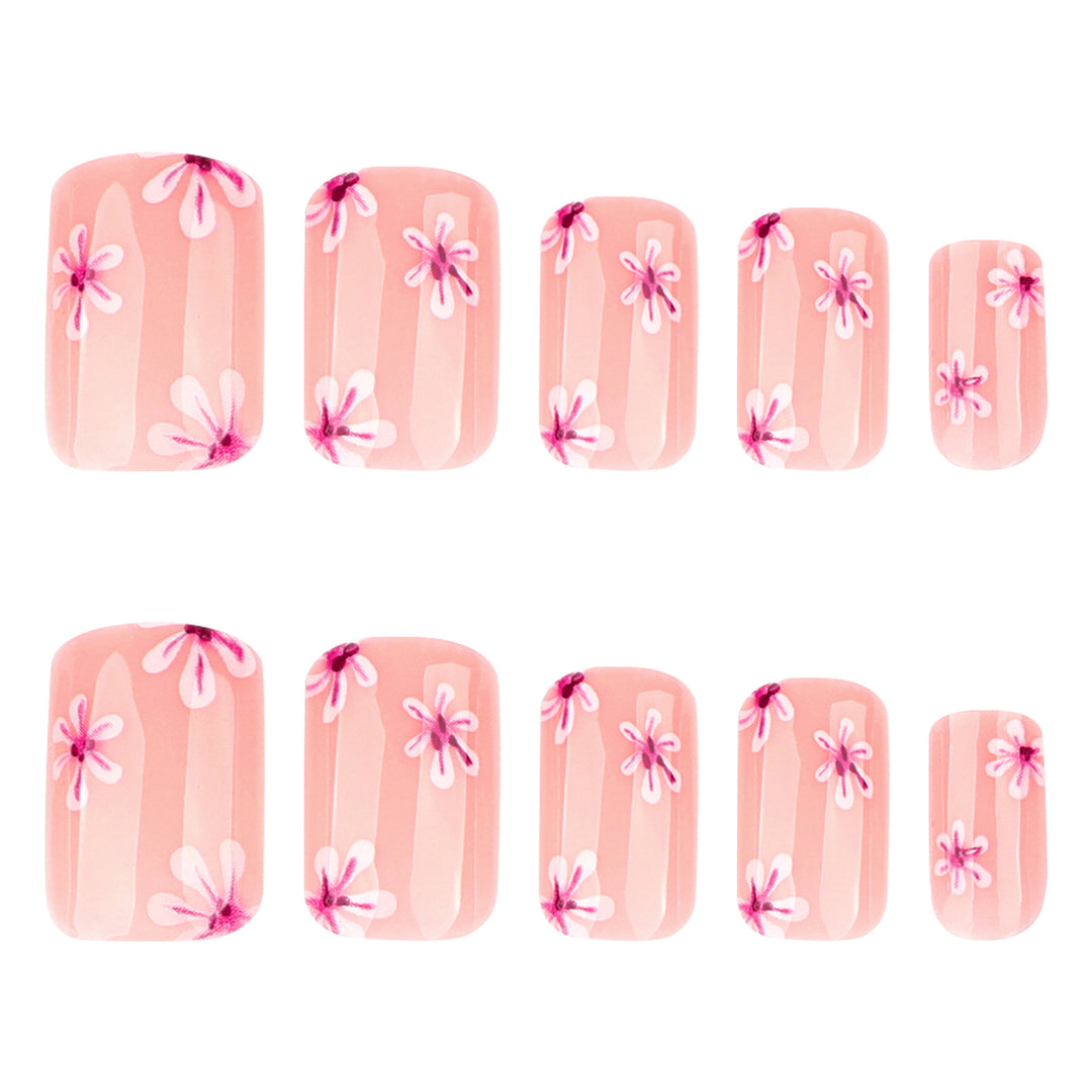 Artful Nail Art with Flower Design and Blue French Tip Kalsten