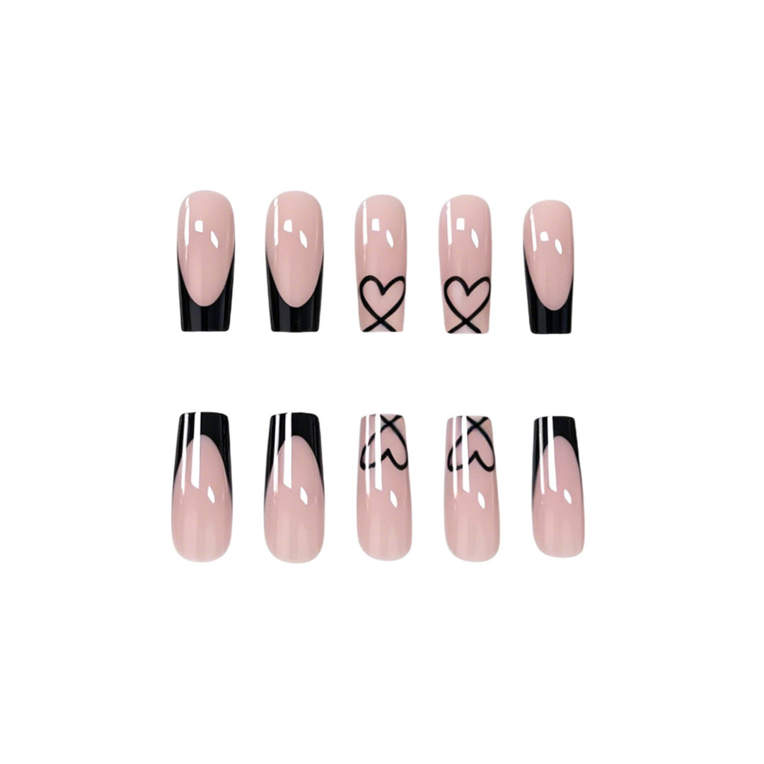 Elegant Heart-Patterned Acrylic Nail Design Kalsten
