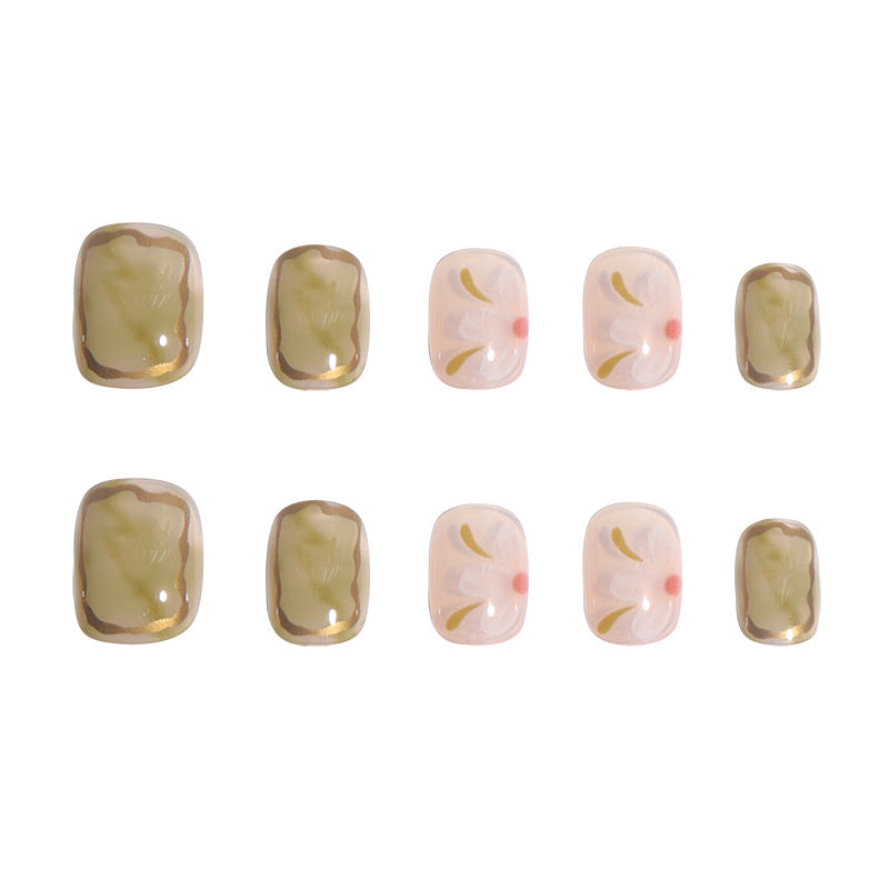 Artistic Floral Press-On Nail Set Kalsten