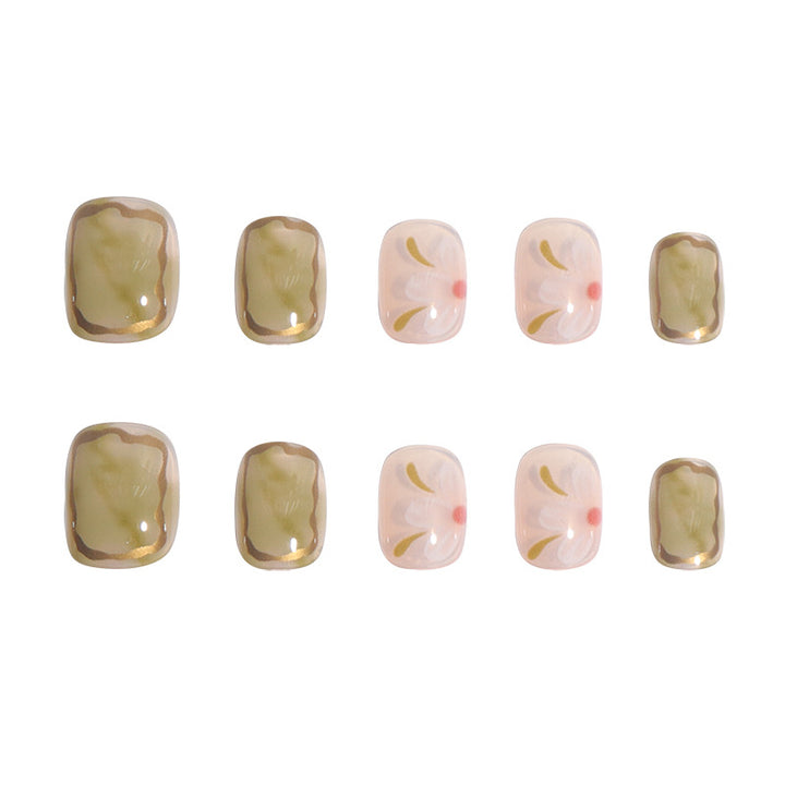 Artistic Floral Press-On Nail Set Kalsten