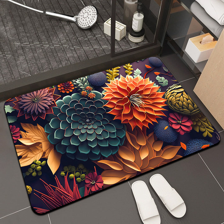 Floral Print Memory Foam Bath Mat Kalsten
