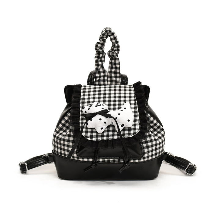 Playful backpack with checkered pattern and animal appliqué Kalsten