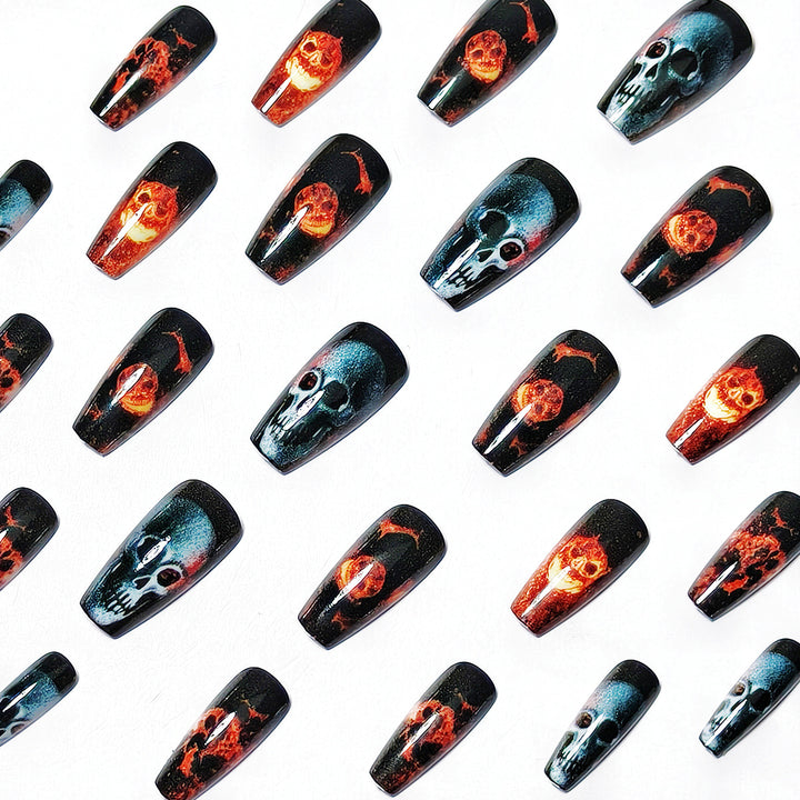 Artistic Skull & Flames Nail Art Designs Kalsten