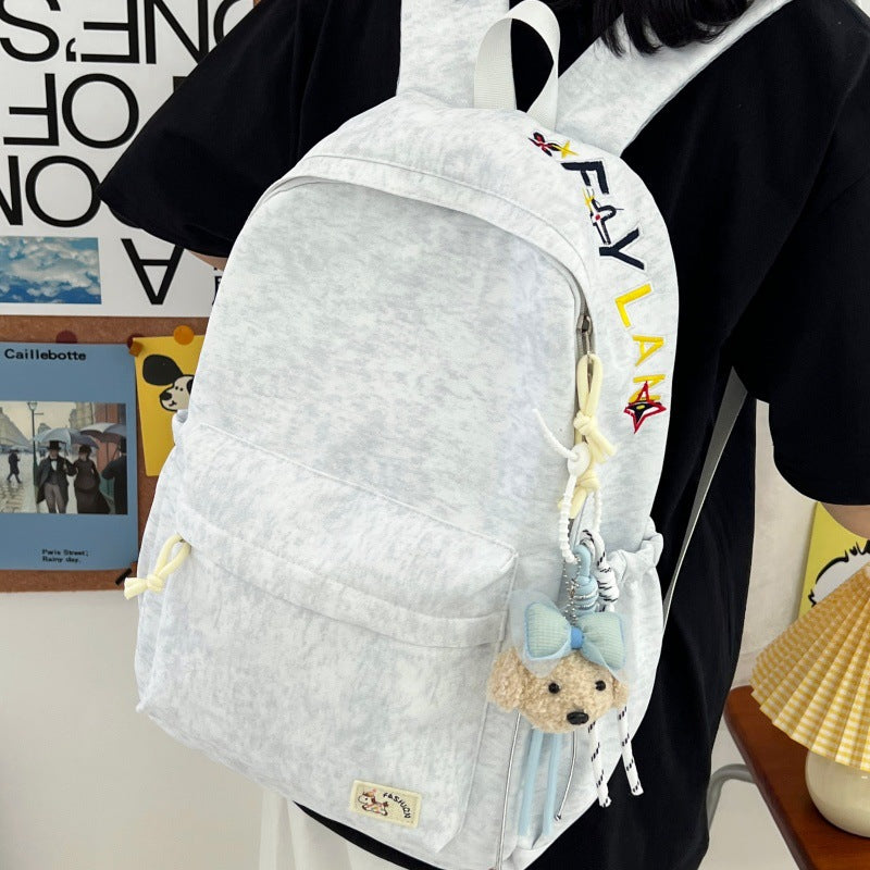Casual Soft Fabric Backpack with Cute Charm Kalsten