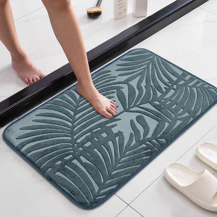 Tropical Leaf Design Memory Foam Bath Mat Kalsten