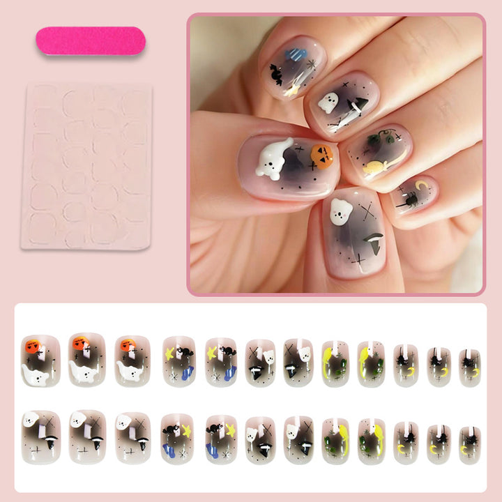 Art nail set with unique spooky designs Kalsten